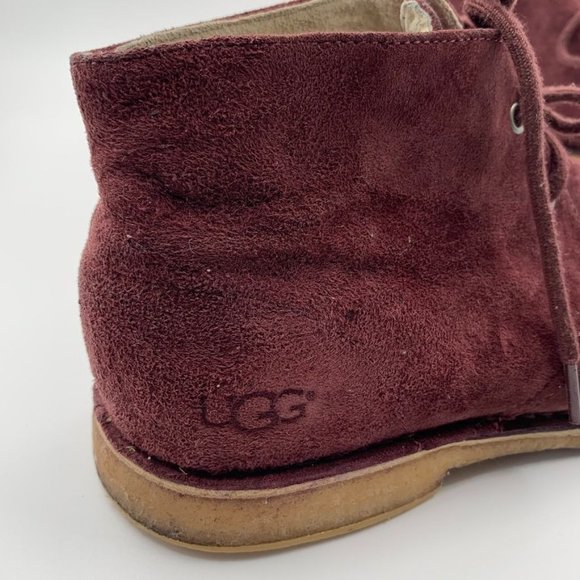 UGG Suede Lace Up Boots Mens Size 9 Wine Color